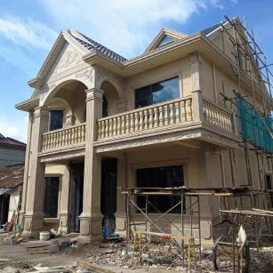 马鞍山 黄金麻花岗岩石材私人别墅雕花门楼柱阳台栏杆