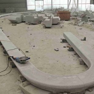 马鞍山 芝麻白花岗岩弧形花坛石，坐凳石