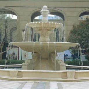 马鞍山 黄金麻花岗岩异型加工——户外庭院石雕流水喷泉