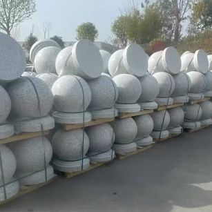 马鞍山 白麻花岗岩石材圆球，石球，挡车球，隔离球，景观石球，风水球等