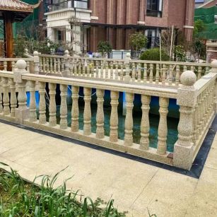 马鞍山黄金麻花岗岩石材栏杆，扶手，将军柱，花瓶柱