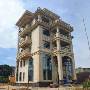 马鞍山 黄金麻花岗岩石材别墅外墙干挂搭配（雕花栏杆花瓶柱门楼罗马柱）