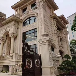 马鞍山 黄金麻花岗岩别墅外墙干挂效果展示