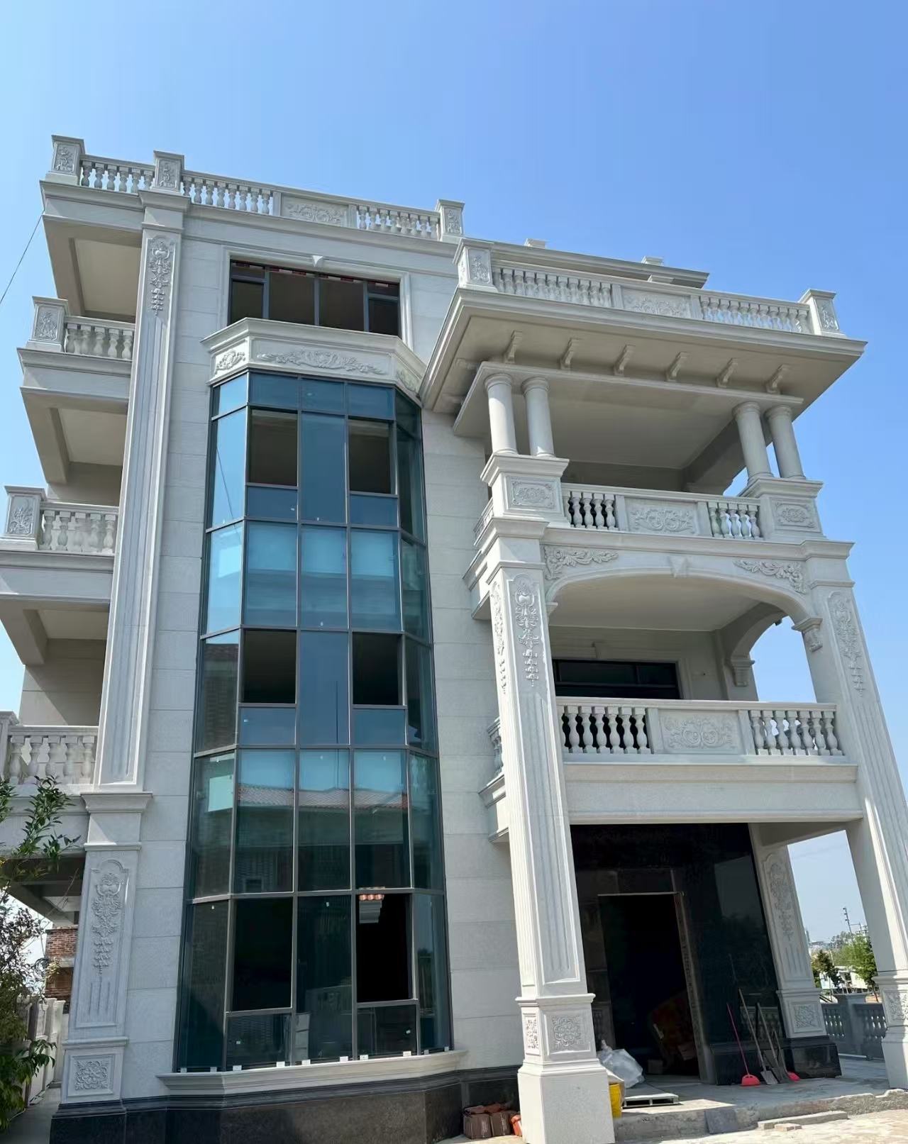 马鞍山 白麻花岗岩别墅外墙干挂效果展示