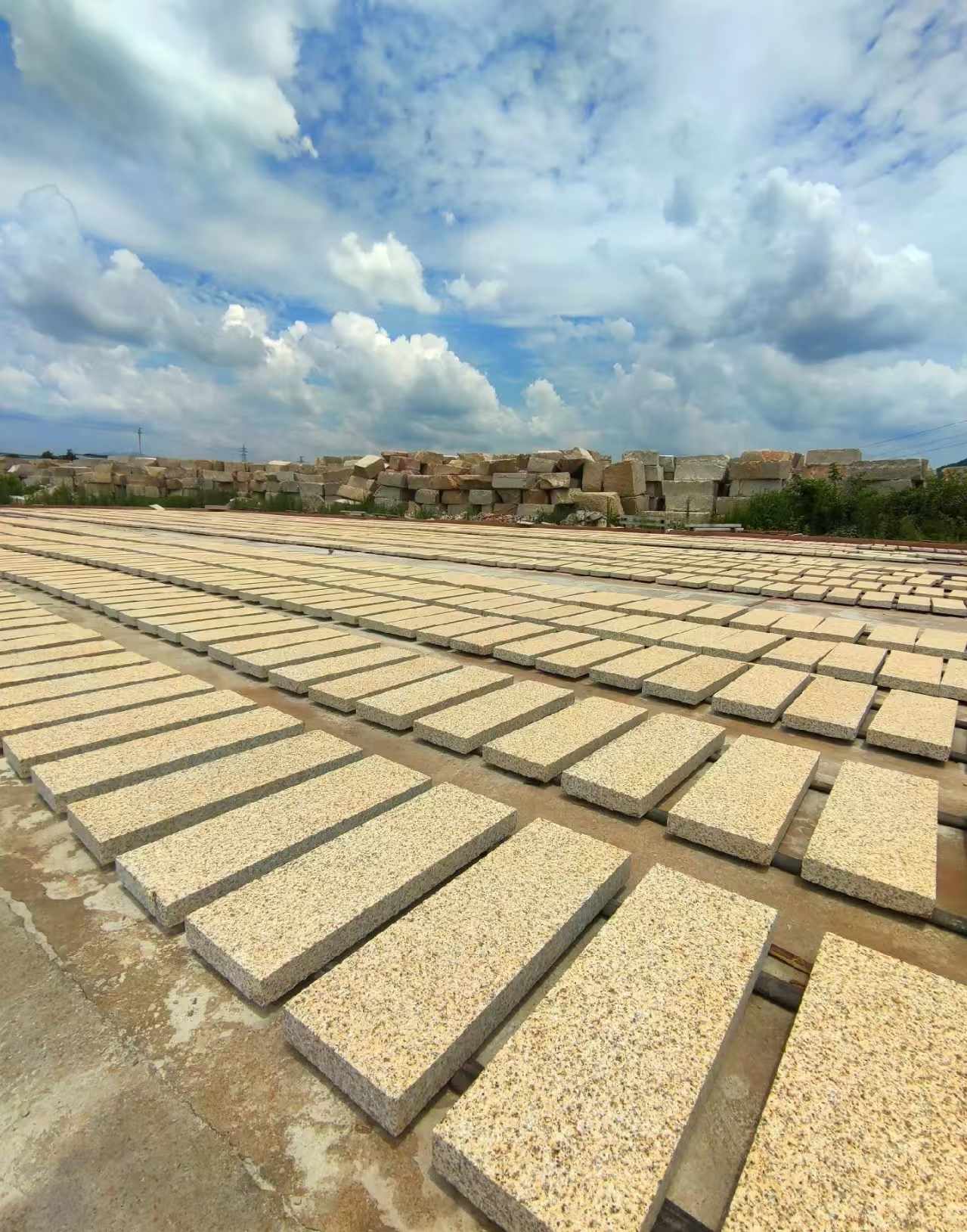 马鞍山 黄金麻荔枝面花岗岩石材地铺石防护中