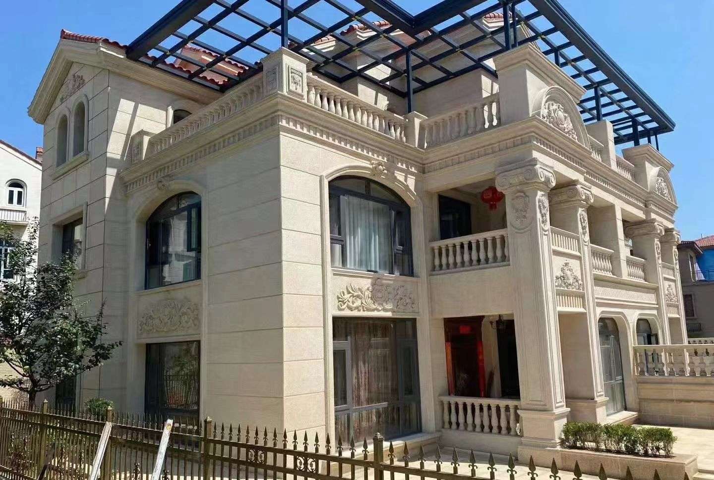 马鞍山 黄金麻花岗岩荔枝面别墅外墙干挂