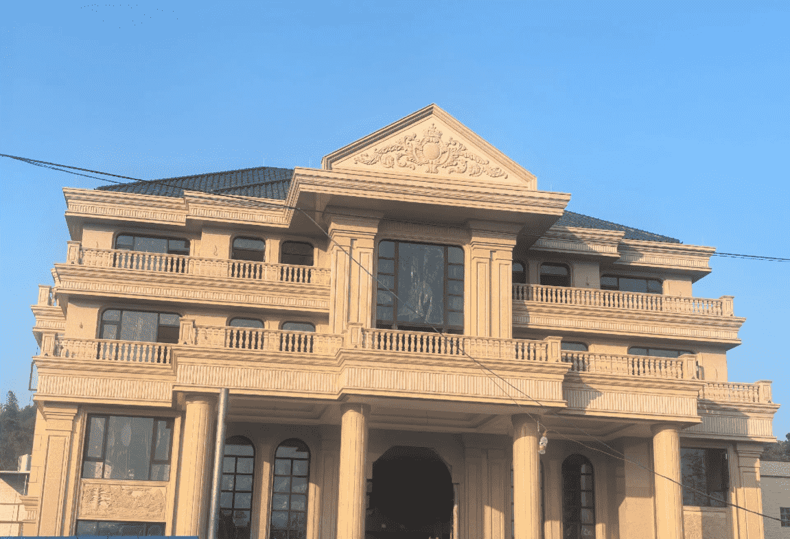 马鞍山黄金麻别墅外墙干挂石材效果示例