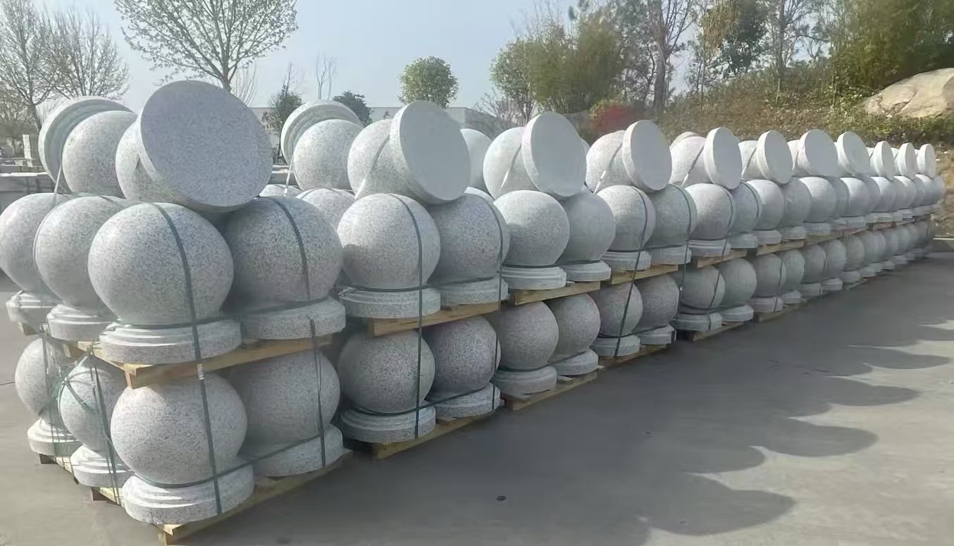 马鞍山 白麻花岗岩石材圆球，石球，挡车球，隔离球，景观石球，风水球等