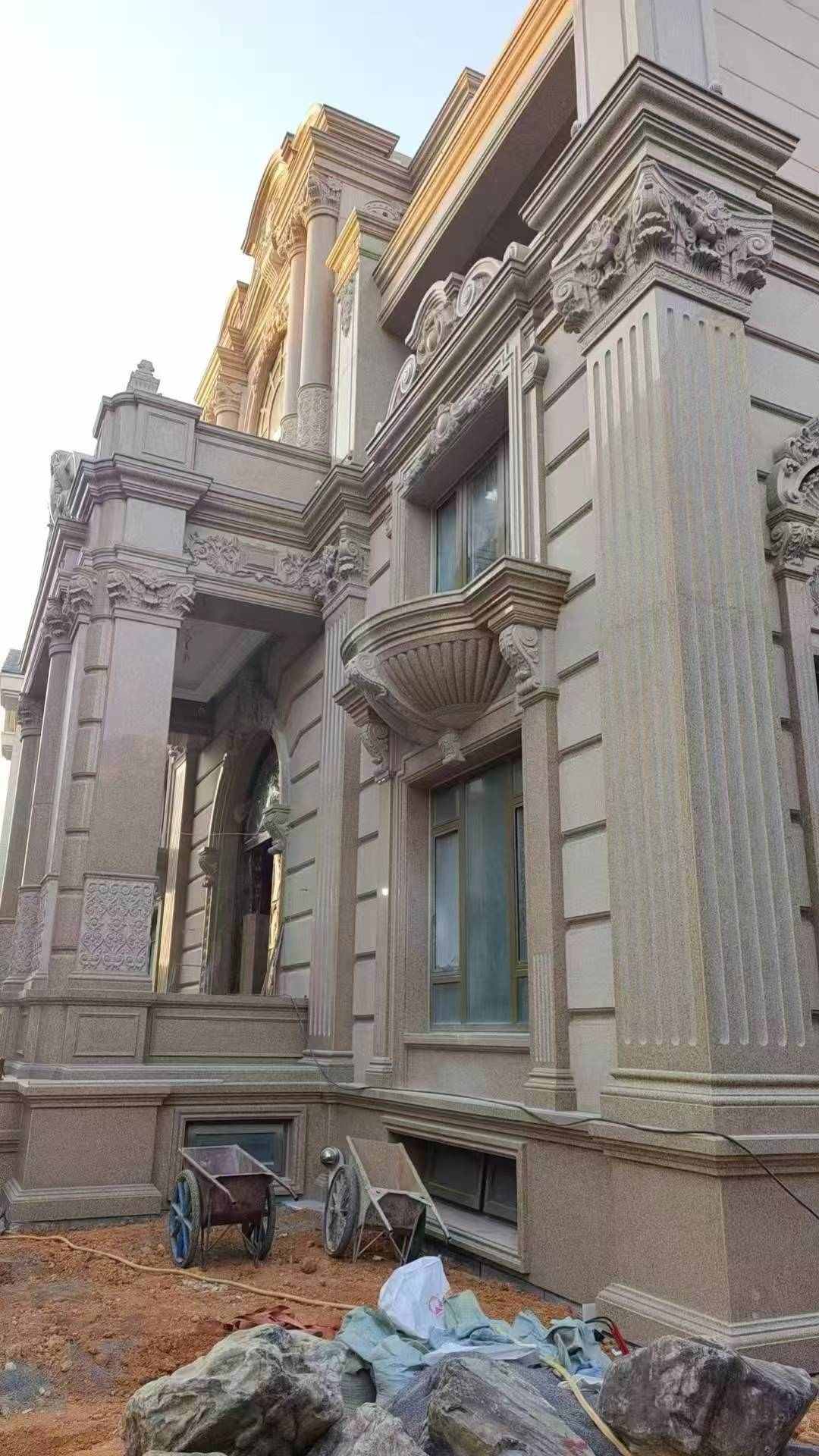 马鞍山 黄金麻花岗岩光面别墅外墙干挂施工完成